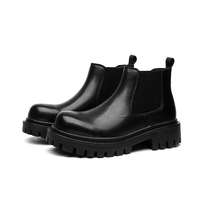New autumn low-top cigarette boots men's thick-soled low-tube bare boots Chelsea boots elastic short boots 7371-R
