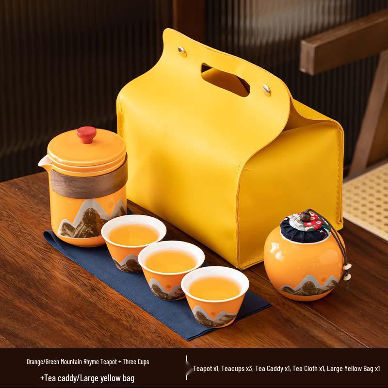 Portable Ceramic Kung Fu Tea Set - Travel Quick Cup for Office or Outdoor Use, Ideal Business Gift