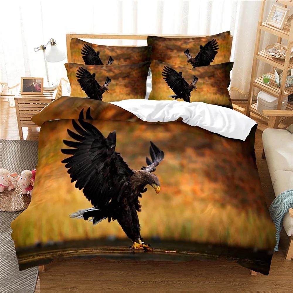 Comforter 3D Bedding Set For Kids Owl Eagle Birdtwin Full Queen King Winter Bedclothes Home Textile King Size