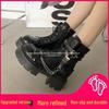 Damen Schwarze Plateau Martin Boots - Britischer Stil Knöchel, Motorrad, Höhenverstärkend - 2025 Frühling/Herbst Kollektion