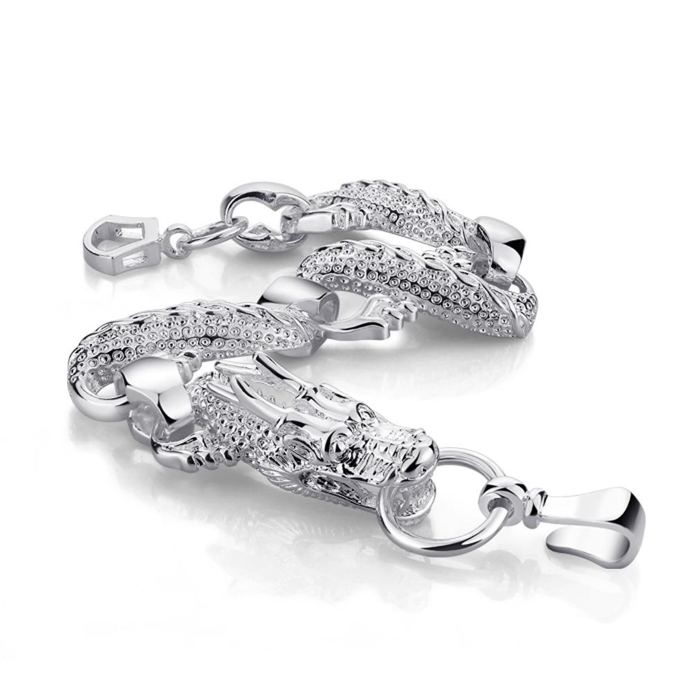 Dračí náramek Dominantní Pánský Jednoduchý a Všestranný Módní Náramek Etnický Styl Pokovený Platinou Šperk