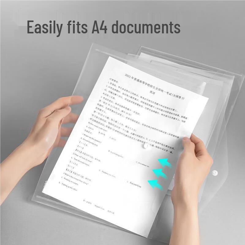 Deli A4 Transparent Snap File Folders, 50-Pack