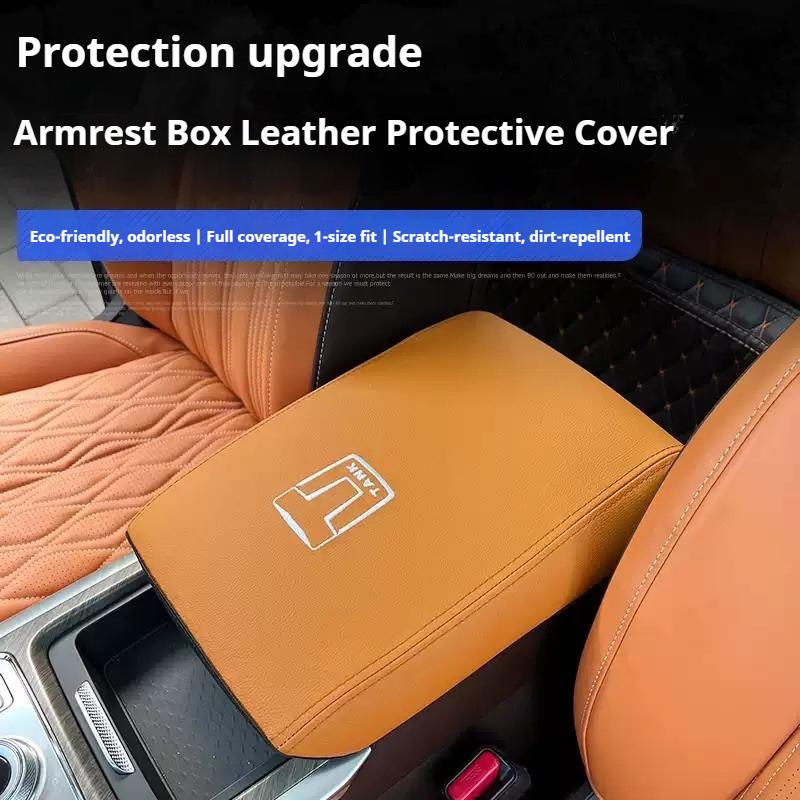 For GWM Tank 500Hi4-T Car Handrail Box Leather Cover Leather Scratch-resistant Central Armrest Decoration Interior Accessories
