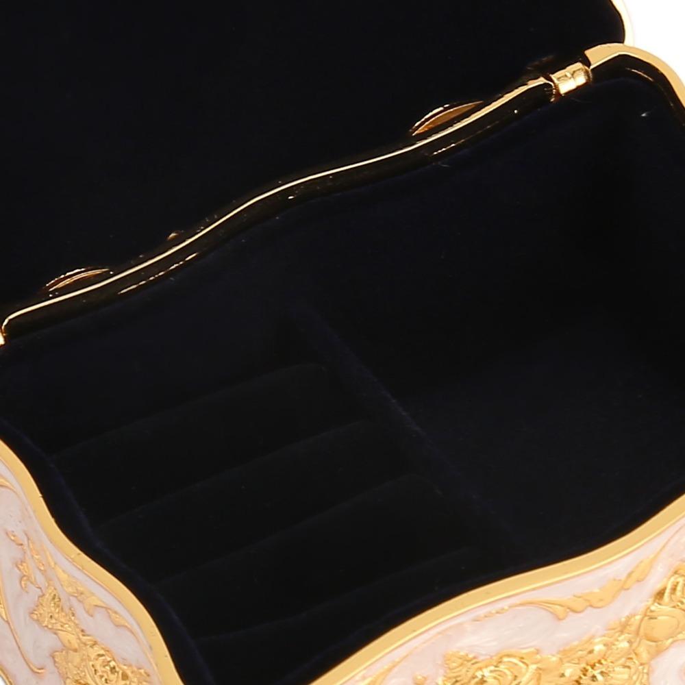 Rectangular Trinket Box Metal Enamel Jewelry Organizer Treasure Chest Box Home Dresser Decor белый
