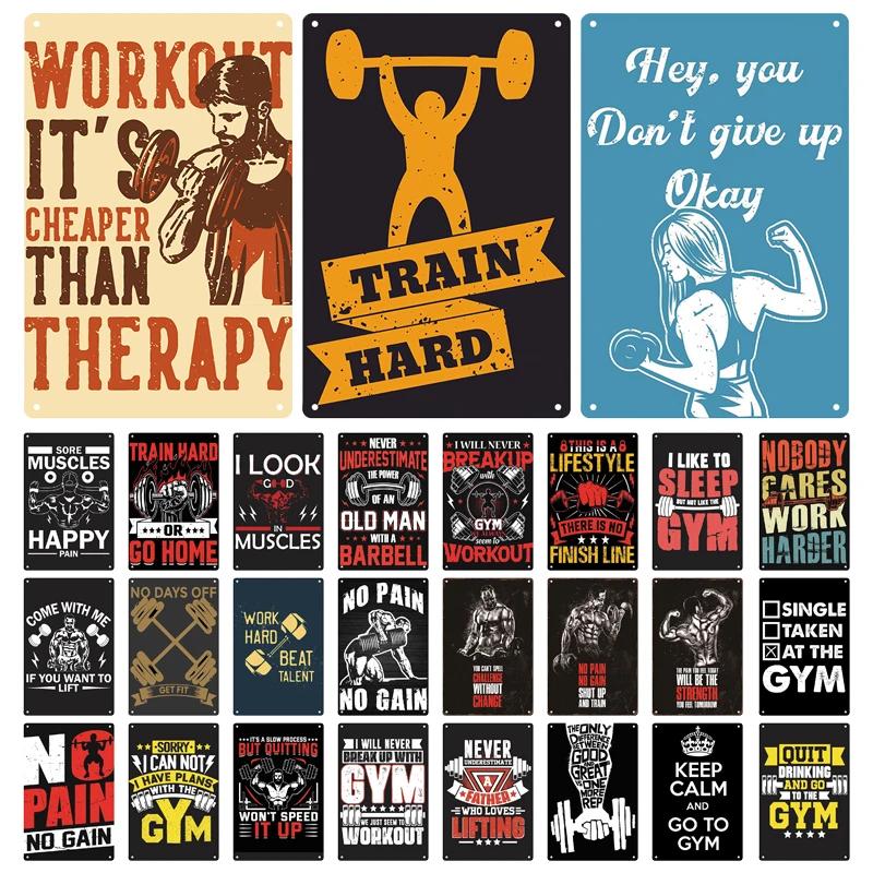 Γυμναστήριο Ρετρό Μεταλλική Πινακίδα Φυσικής Κατάστασης Αστεία Vintage Σιδερένια Αφίσα Άσκηση Κίνητρο Αποφθέγματα Διακόσμηση Σπιτιού Μπαρ Παμπ Γκαράζ Ανδρικό Καταφύγιο Δώρα