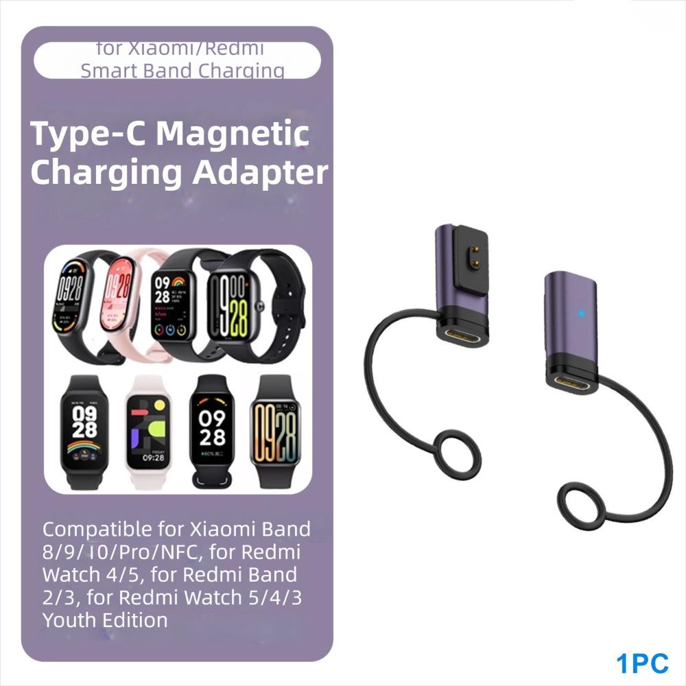 

LED Indicator Magnetic Charger Converter Smart Band Charging Adapter for Xiaomi Smart Band 8/9/10/Pro/NFC Redmi Watch 5/4/3 фіолетовий