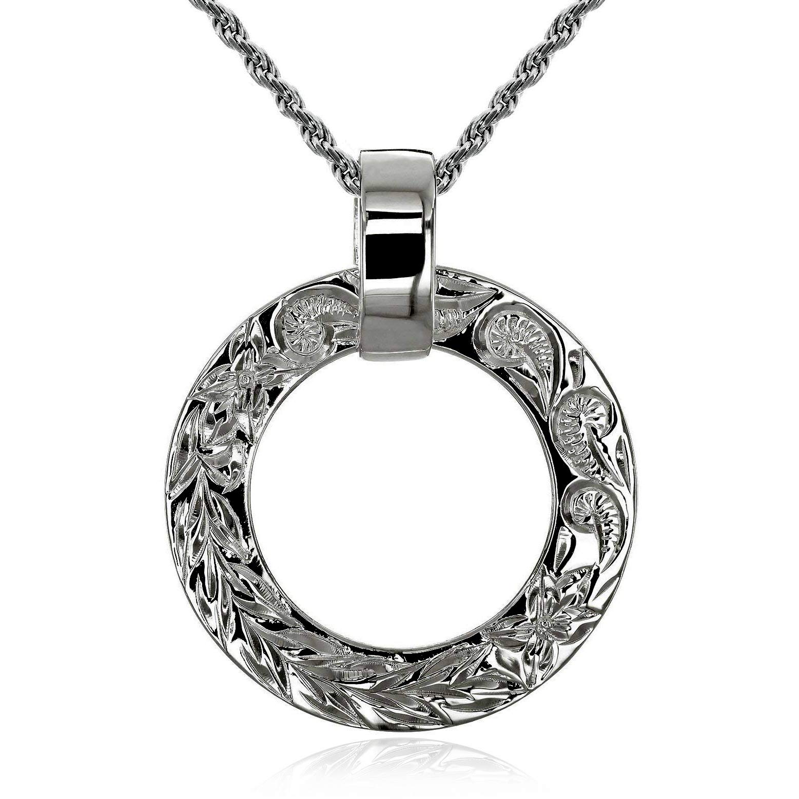 

Hawaiian Jewelry Circle Pendant Necklace for Silver 925 45cm rope [Leilani] Men, (с цепью)