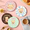 Cute Bear Rubber Coaster Round Heat Insulation Anti Slip Cup Mats Absorbent Reusable Pad Kitchen Items Accessories Decoration
