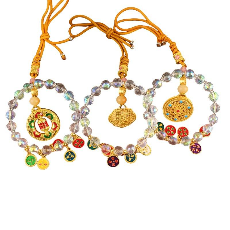 Five Gods Of Wealth Car Crystal Colorful Abacus Lock High-End Rearview Mirror Hangings Safe And Lucky Automobile Hanging