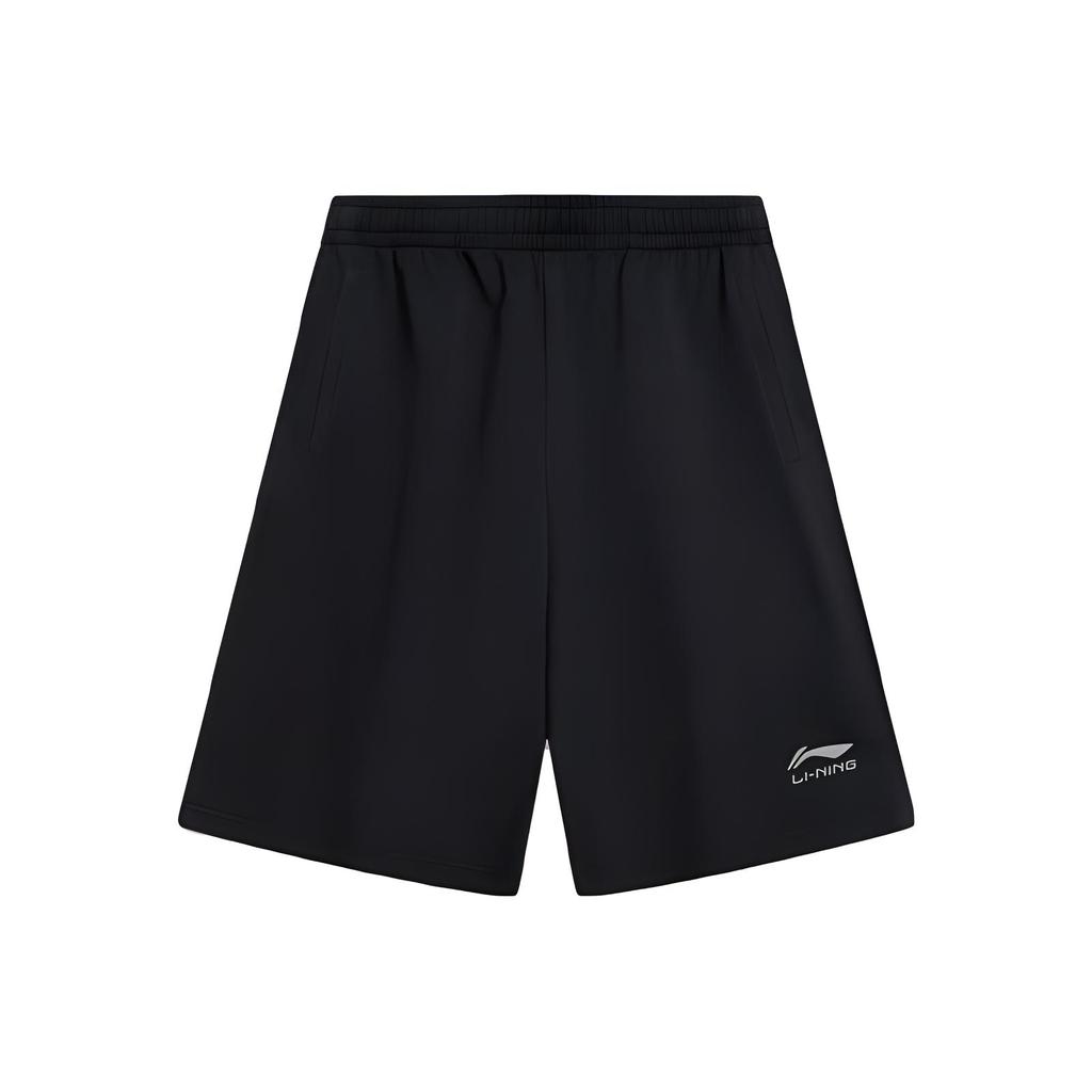 Li Ning Sports Lifestyle Series Minimalist Brand Logo Letter Print Lightweight Loose Fit Drawstring Sports Shorts Unisex shorts Black AKSV291-1