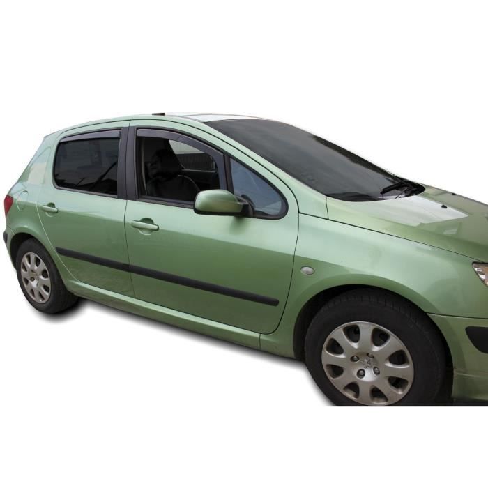 Déflecteurs d'air - J&J AUTOMOTIVE - Peugeot 307 - Fumé - Acrylique renforcé - Installation facile
