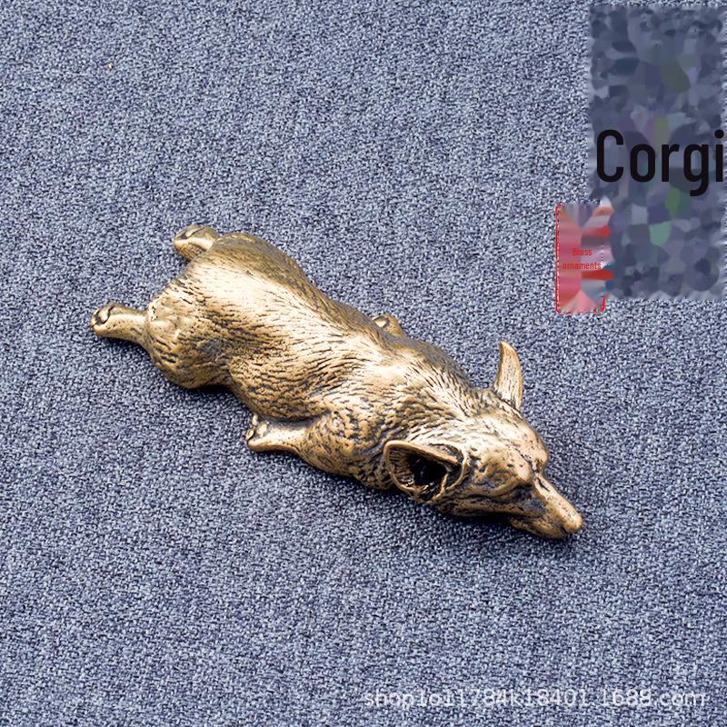 

Твердая латунная фигурка вельш-корги и пресс-папье: Креативный медный лиса домашний орнамент