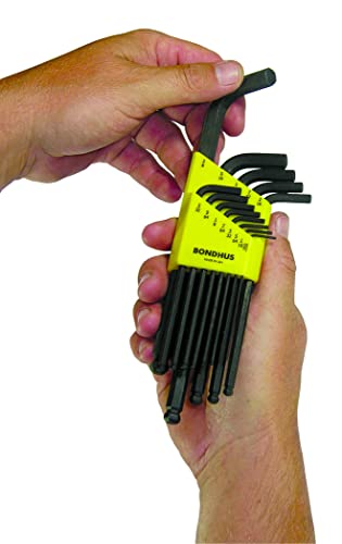 [Official Japanese Product] Made in USA BONDHUS Hex Ball Point L-Wrench Set with Color Guard, Extra Long, 13-Piece Set (0.050, 1/16, 5/64, 3/32, 7/64,