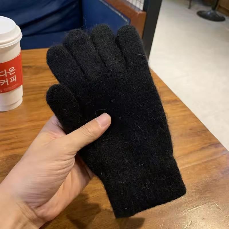 Women Winter Gloves Keep Warm Plus Cashmere Solid High Elasticity Soft Knitted Gloves Cute Lovely Multicolor Windproof Mittens
