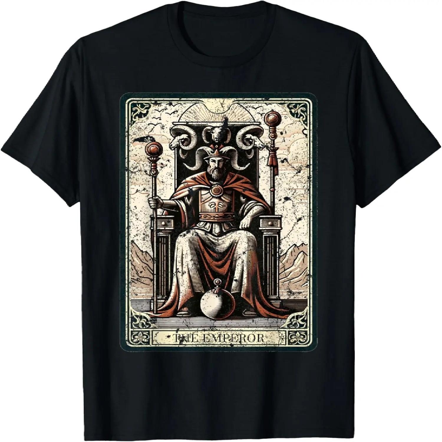 The Emperor Tarot Card Vintage Distressed Graphic T-Shirt S чёрный