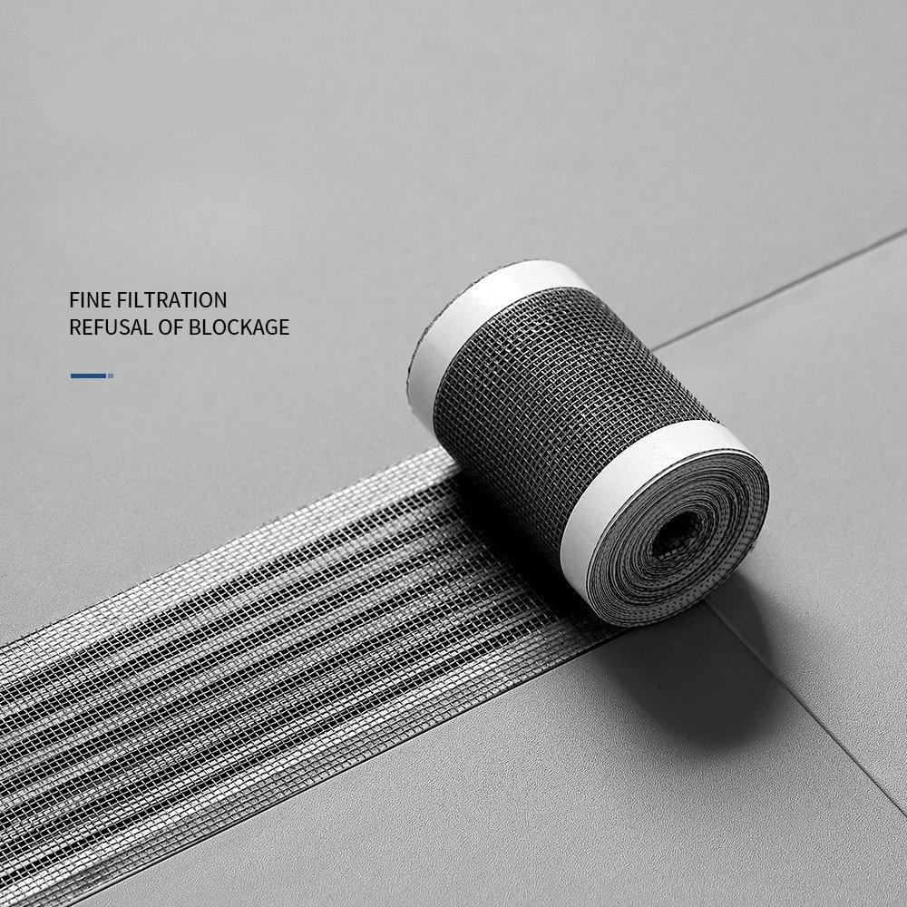 1Pc Toilet Roll Floor Drain Sticker, Self-adhesive Rectangle Can Be Cut Bathroom Hair Anti-blocking Filter, Insect-proof Floor Drain