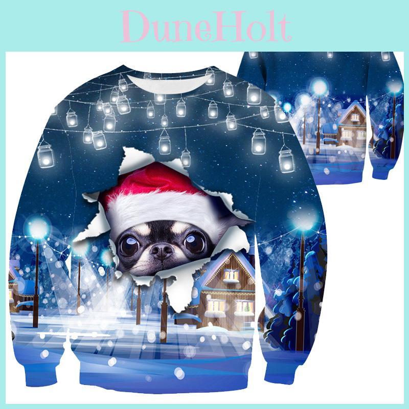 Warm And Soft Unisex Ugly Christmas Sweater With Cheerful Xmas Dog Print