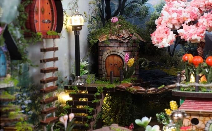 Sofiey Miniature Dollhouse Kit with Manual and Music Box Secret Forest and Animal Figures Included