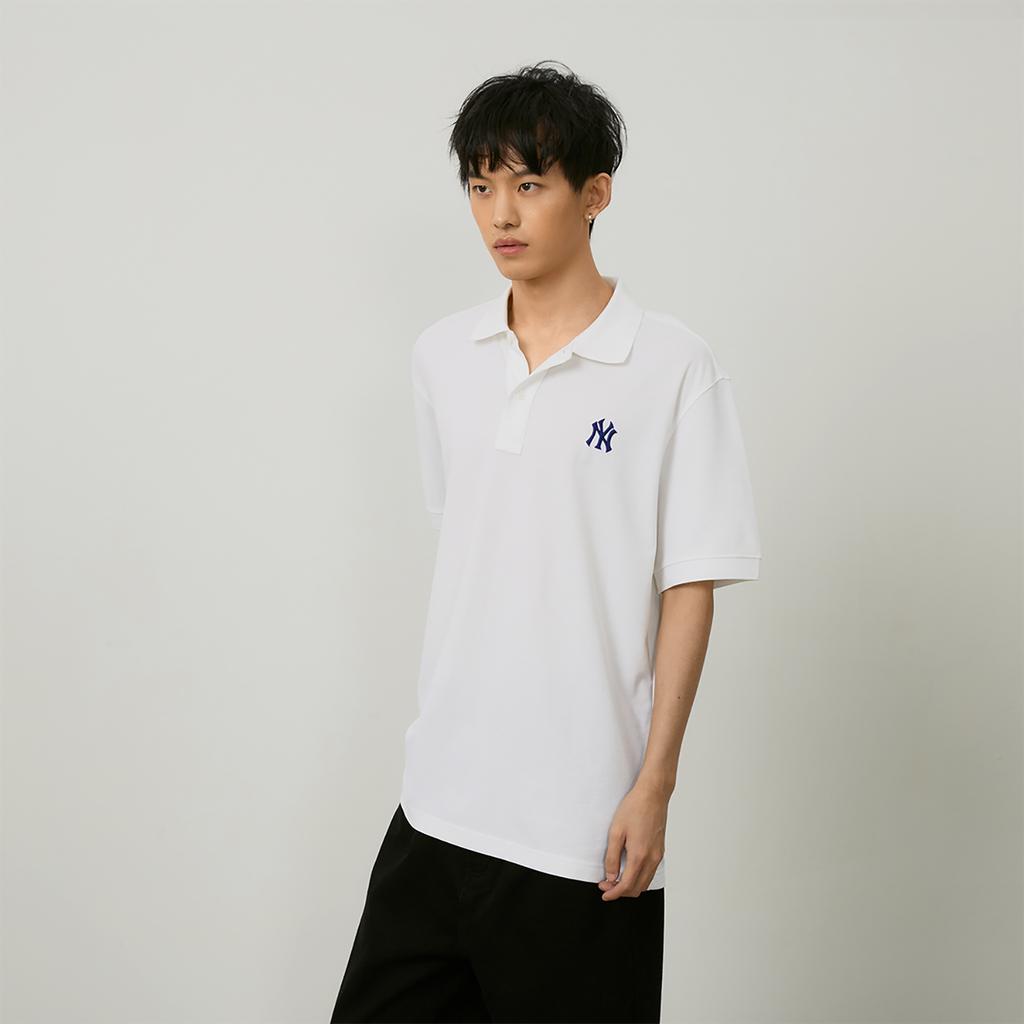 New MLB New York Yankees MLB Basic Logo SS24 Polo Shirt Unisex Ivory 3APQB0143-50IVS