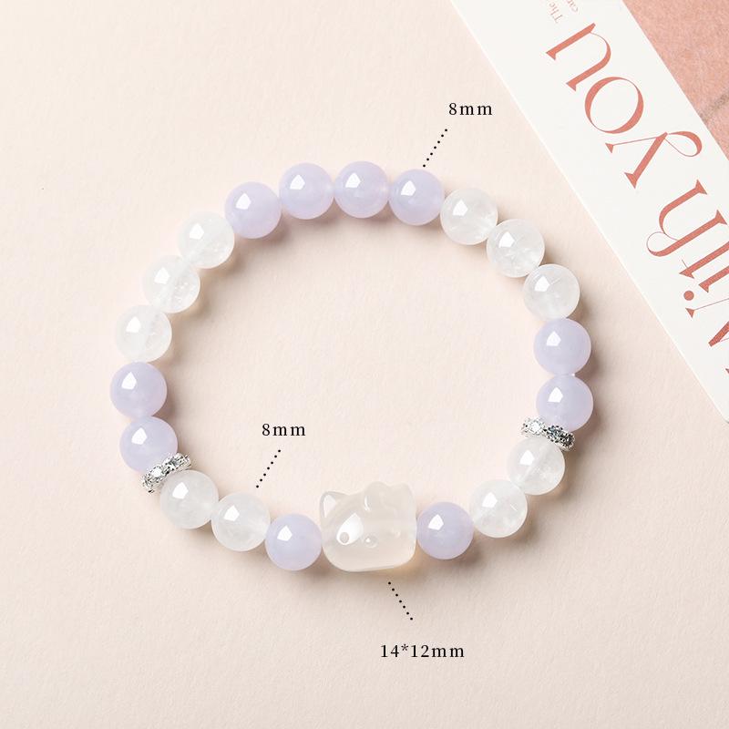 Aquamarine & White Crystal Beaded Bracelet: Fairy Summer Style for Girls, Sweet & Simple Fashion Hand Jewelry with a High-End Feel