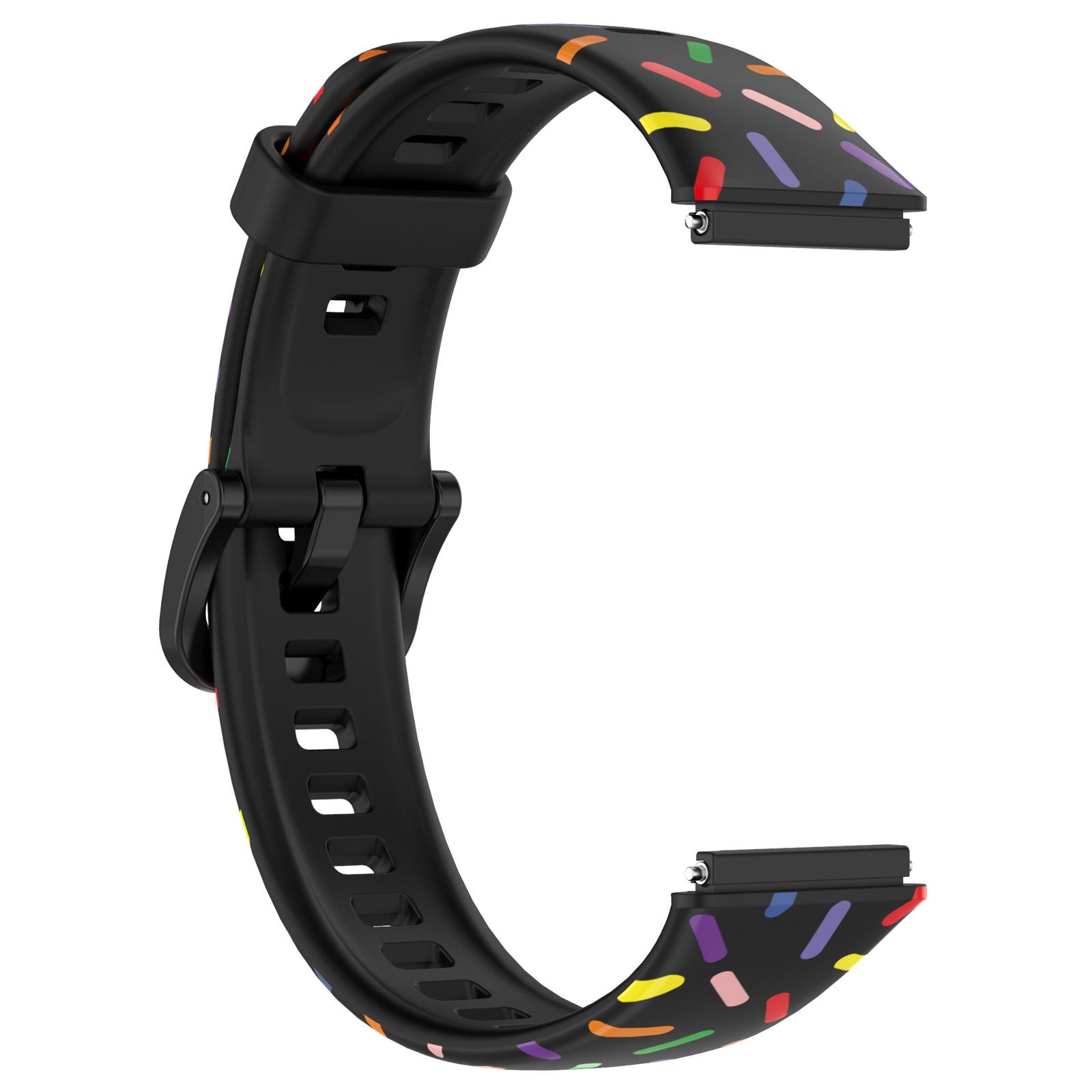 

For Huawei Band 7 Colorful Spotted Wrist Band Replacement Silicone Watch Strap Purple