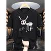 Men'S Casual Summer T-Shirt - Short Sleeve, Round Neck, Breathable & Comfortable, White Deer Print with Red Eyes