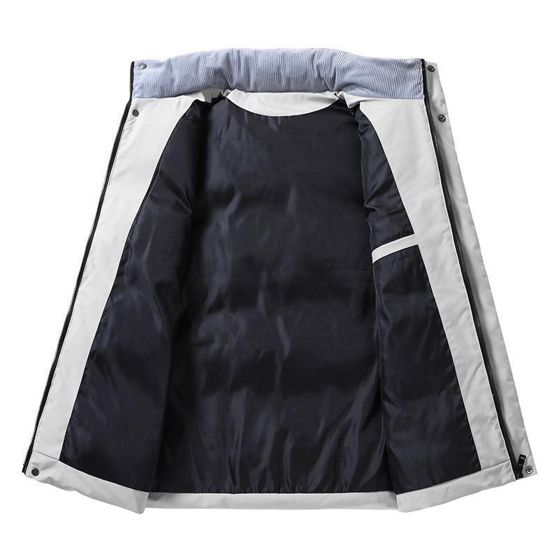 Vest Men's Autumn and Winter New Trendy Men's Stand-up Collar Splicing Thickened Warm Fleece Cotton Casual Trendy Vest Jacket