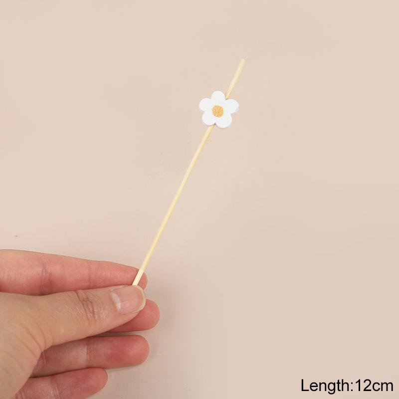 100Pcs Daisy Flower Disposable Bamboo Food Picks Dessert Fruit Forks Kids Birthday Party Wedding Supplies Baby Shower Decoration