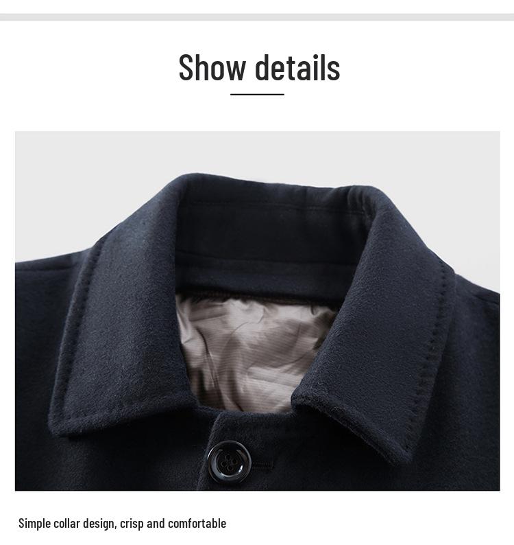 Men's Korean Style Detachable Down Liner Wool Overcoat, Winter 2025