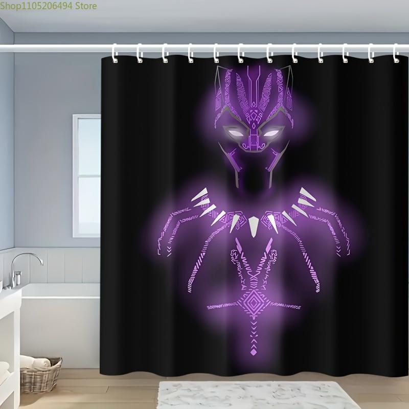 

Authorized 1pc MARVEL Black Panther Shower Curtain, Made of Polyester, Includes Hooks, Serves As a Bathtub Divider, And Is a B 90x180cm