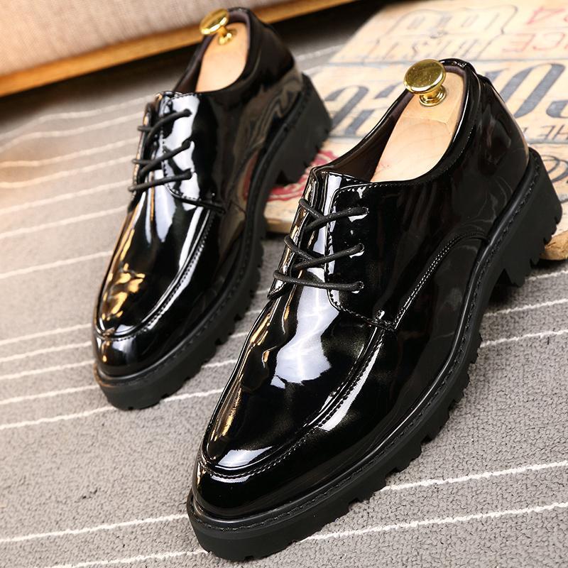 Men's Shoes Spring British Men's Business Leather Shoes Men's Youth Glossy Fashion Trend Casual Shoes Men's
