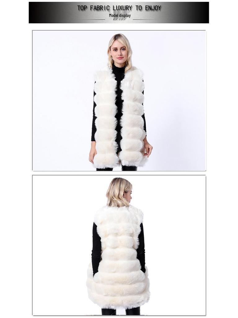 Women's Mid-Length Fox Fur Vest - European and American Style Fur Coat