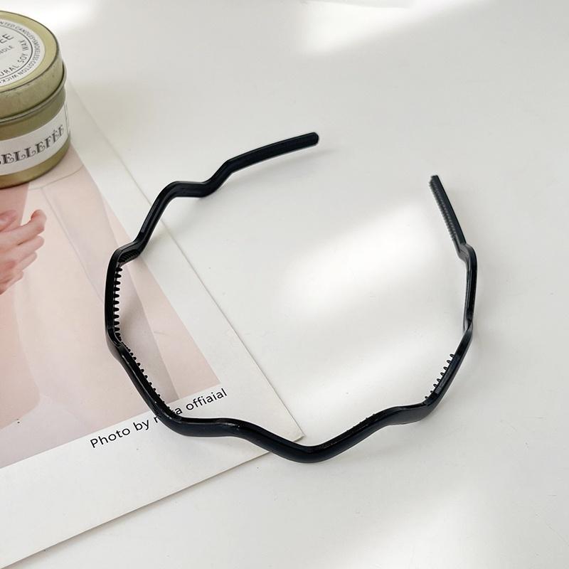 Black Series Headband Korean Style Practical Simple Face Wash Non-Slip Toothed Pressure Hair Hair Band Plastic Hair Accessories