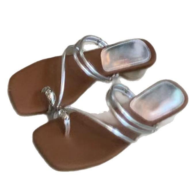 Sandals with Two Fairy Style Fashion~ French Word Wear Roman Thick Heel Female Beautiful Casual High-end Cool Slippers