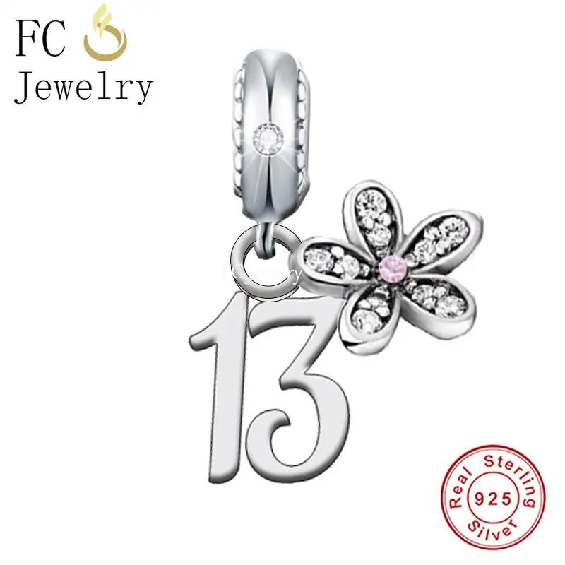 

FC Jewelry Fit Original Charm Bracelet 925 Silver 16th 18th 30th 40th Daisy Number Birthday Bead For Making Anniversary Berloque