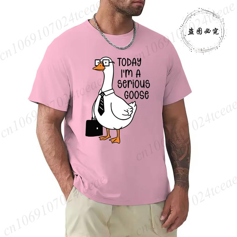 Summer Men's Tee T-shirt with Today I'm A Serious Goose Print T-Shirts Clothing Funny Sarcastic Tops Tees Daily Weekend Gifting