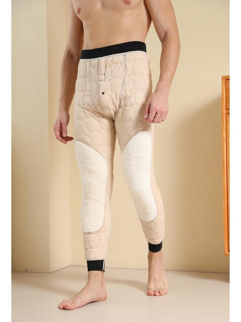 Men's High Waist Extra Thick Thermal Wool Pants with Fleece Lining for Winter