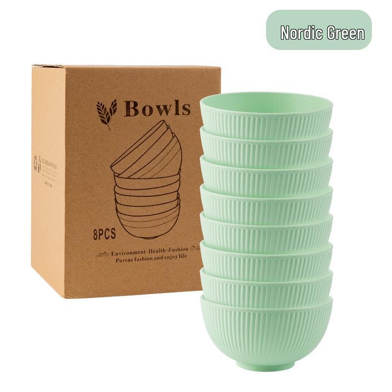 Cross-border PP Plastic Bowl Set - Multi-purpose for Dormitory: Includes Water, Fruit, Salad, Noodle, Soup, and Rice Bowls. Large Size.