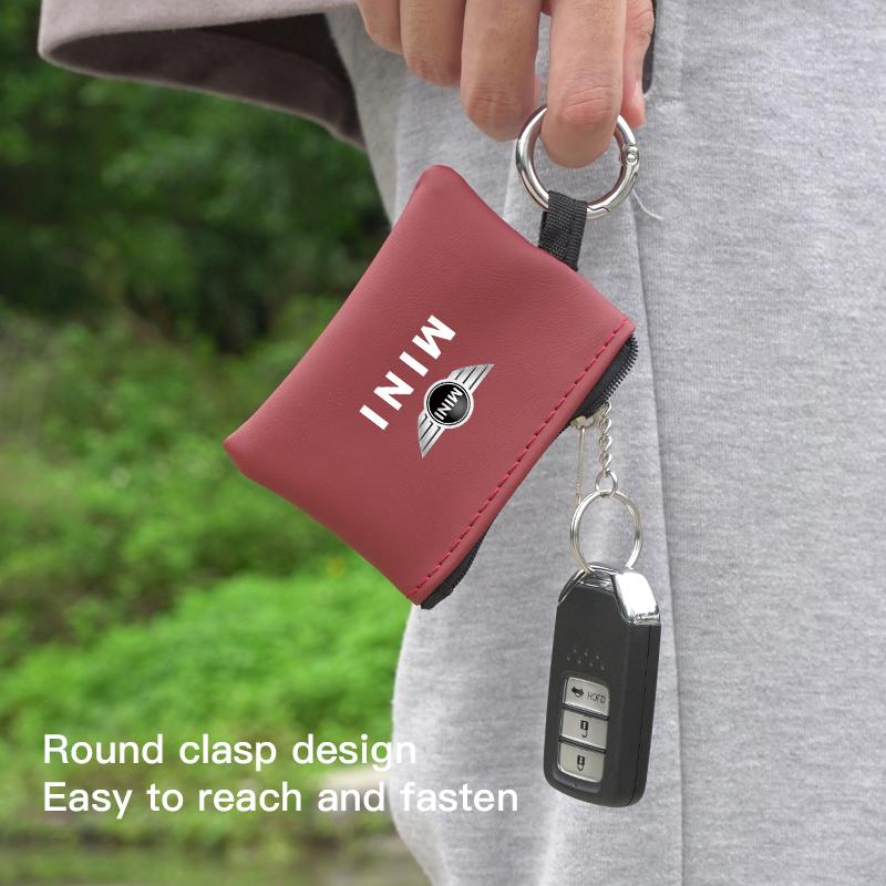 Car Leather Key Case Keychain Mini Storage Bag Auto Accessories For MINI Cooper R56 F56 R50 JCW Cabrio Aceman Countryman Clubman