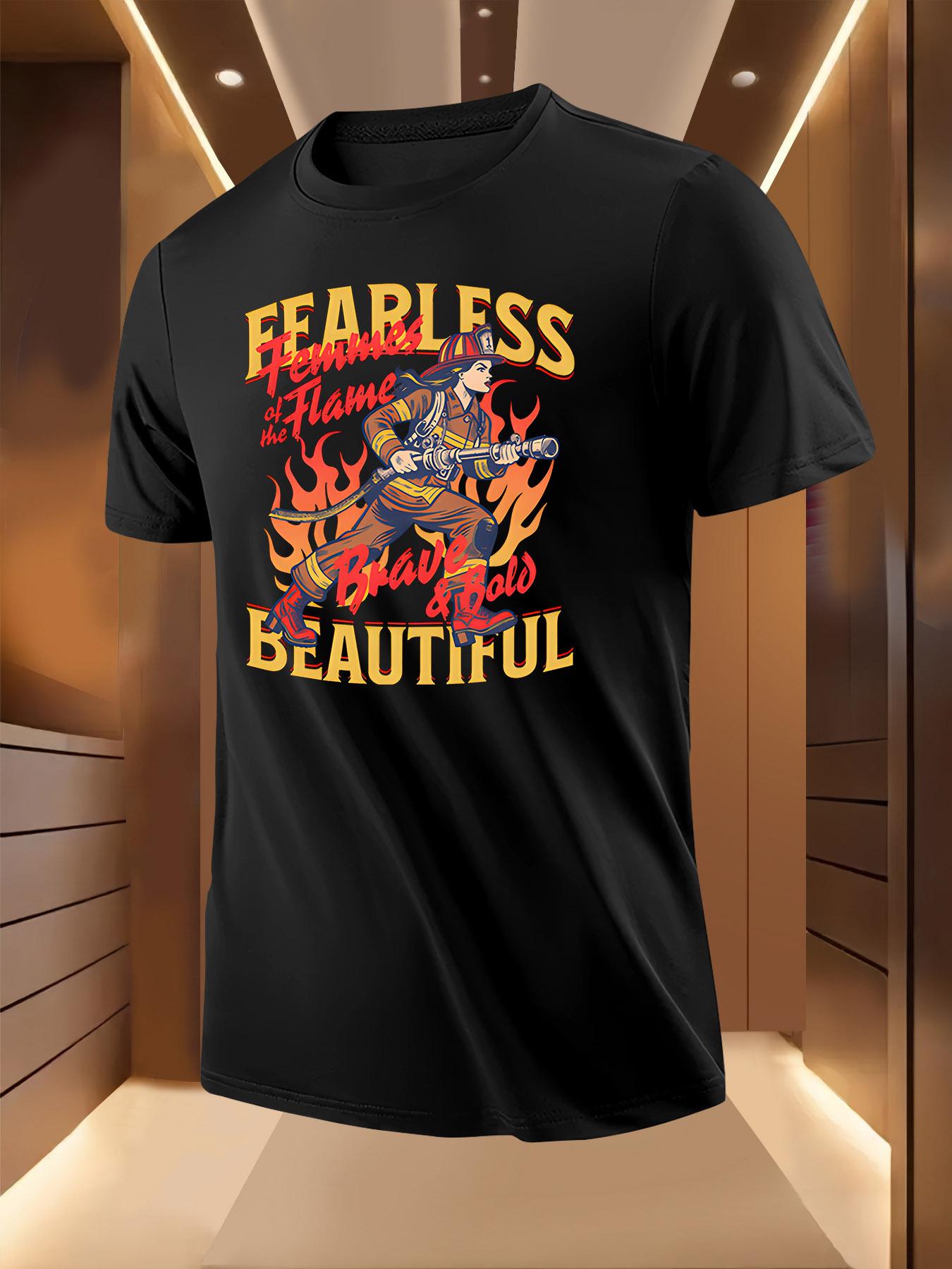 Fearless Flame Graphic Tshirt - Breathable Lightweight Po... L