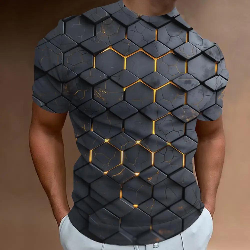 3D Broken Rock Print Men's T-Shirt Summer Casual Short Sleeved Top Fashion Casual Sports Shirt Loose Oversized Tees for Men