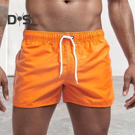 Sommer Low Rise Elastischer Bund Kordelzug Strand Surfen Shorts Atmungsaktive Seite Unregelmäßige Trim Männer Bademode Shorts