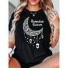 Ramadan Kareem Crescent Moon Lantern Graphic Print T-Shirt | Women'S Spring-Summer Short-Sleeve Crew-Neck Casual T-Shirt, Daily Leisure, Holiday Gift