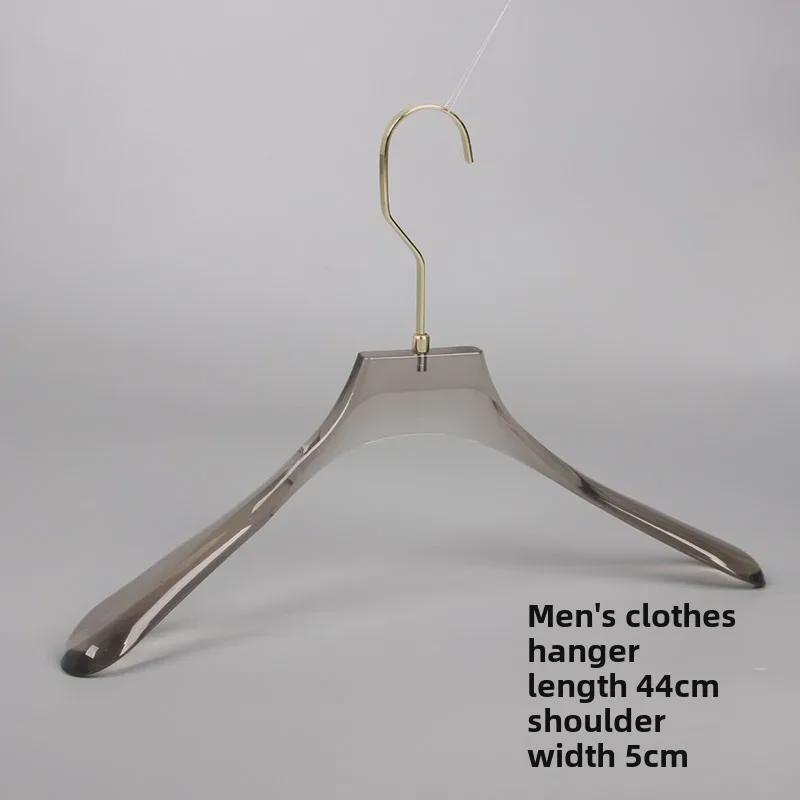 High-end Smoky Gray Transparent Non-Slip Hanger with Gold Flat Hook and Trouser Clip for Women's and Men's Clothing
