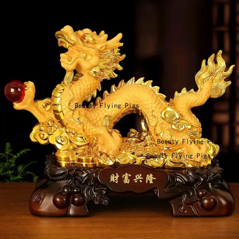Resin dragon ornaments living room home decoration Christmas new year Housewarming gift Feng Shui Absorb wealth Animal modeling