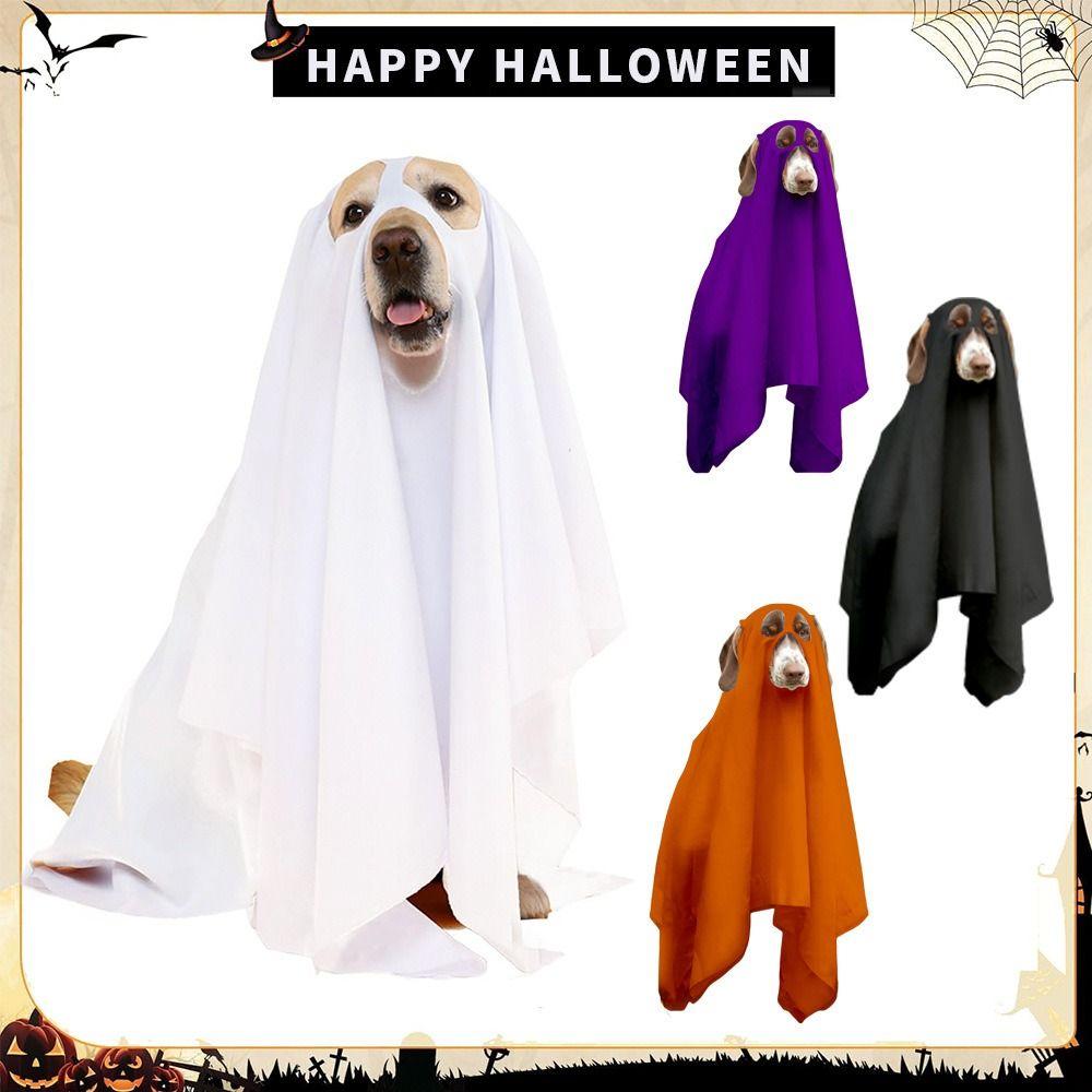 Pet Transformation Costume Breathable Dog Ghost Cape Decorative Scary Ghost Dog Cloak Soft Pet Cosplay Clothes Photo Props