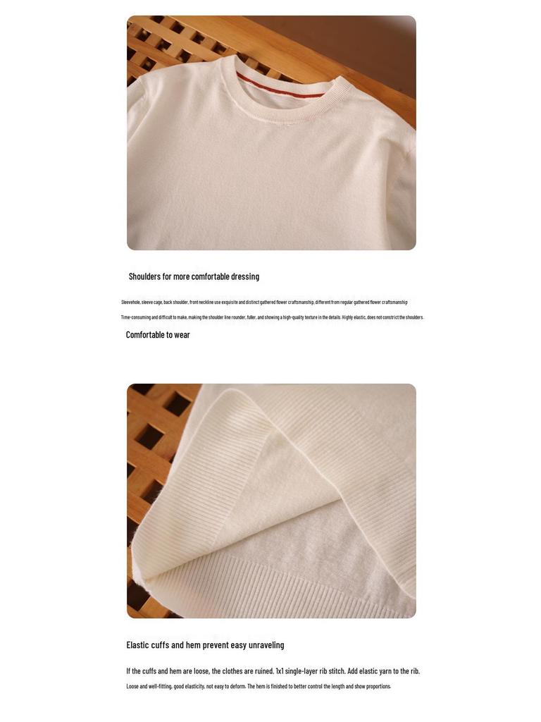 Men's Casual Round Neck Knit Wool Sweater - Autumn/Winter Solid Color Pullover Base Layer Top.