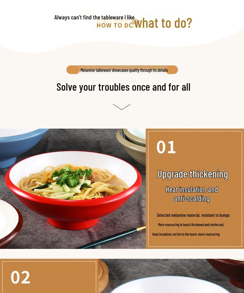 Melamine Noodle Bowl for Noodle Restaurants: Ideal for Luosifen, Malatang, Rice Noodles, and Chongqing Xiaomian