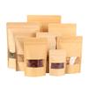 50pcs with Window Kraft Paper Self Sealing Bags Stand Up Food Storage Pouch  Business