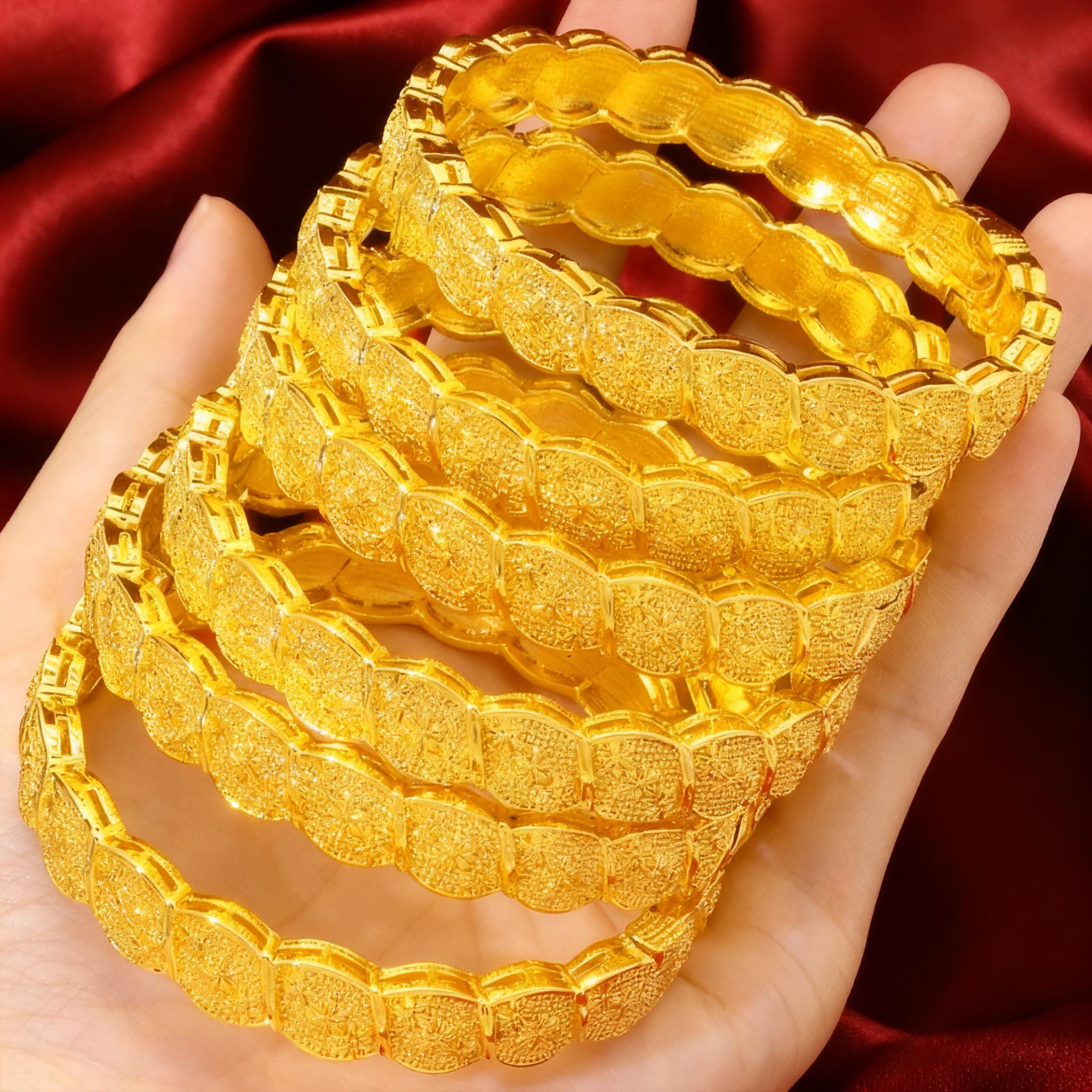 24K Gold Plated Luxury Wedding Bracelet for Dubai Brides